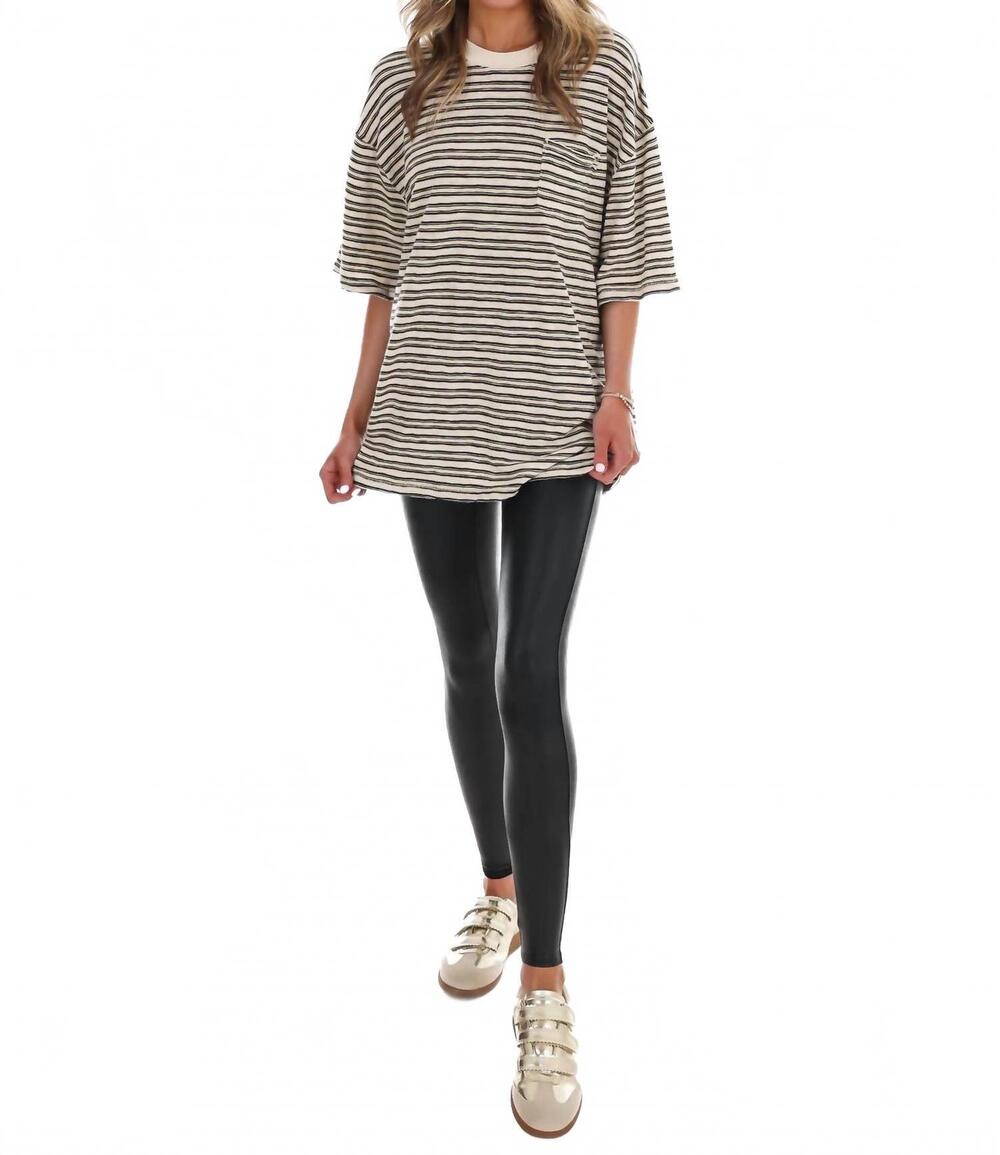 NEW FREE PEOPLE all love stripe pocket tee in tea combo